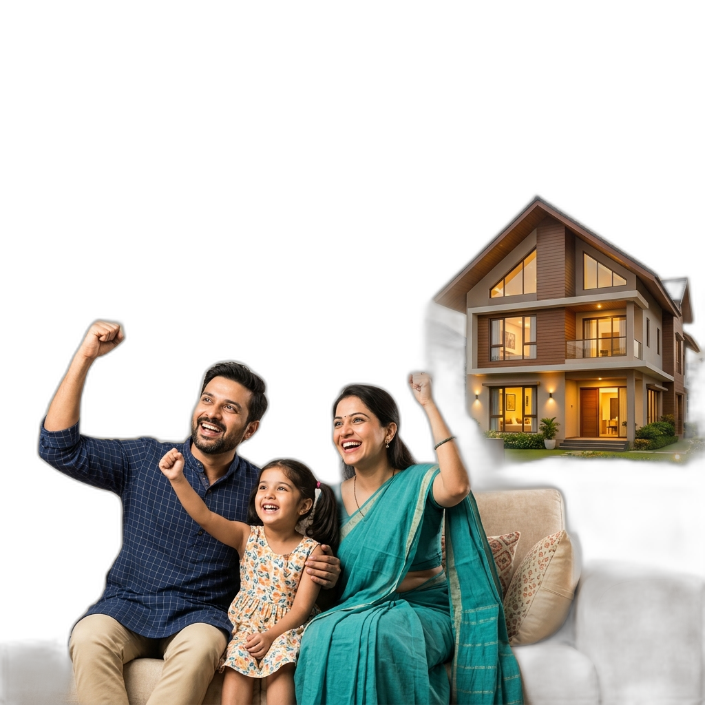 Happy family celebrating their dream home